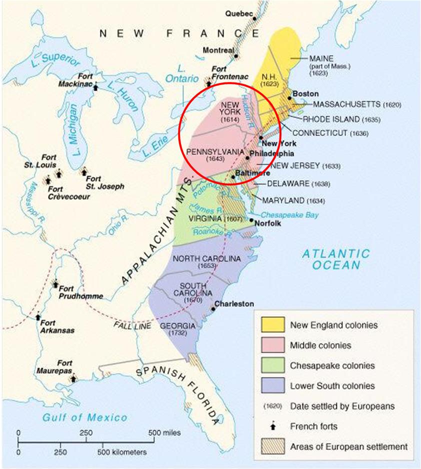 1771 Map of Middle British Colonies General Map of North.